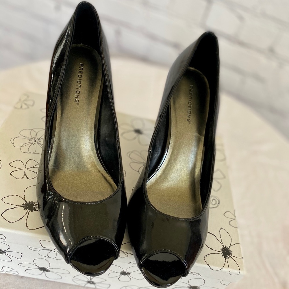 Patent Leather Peep Toe Pumps